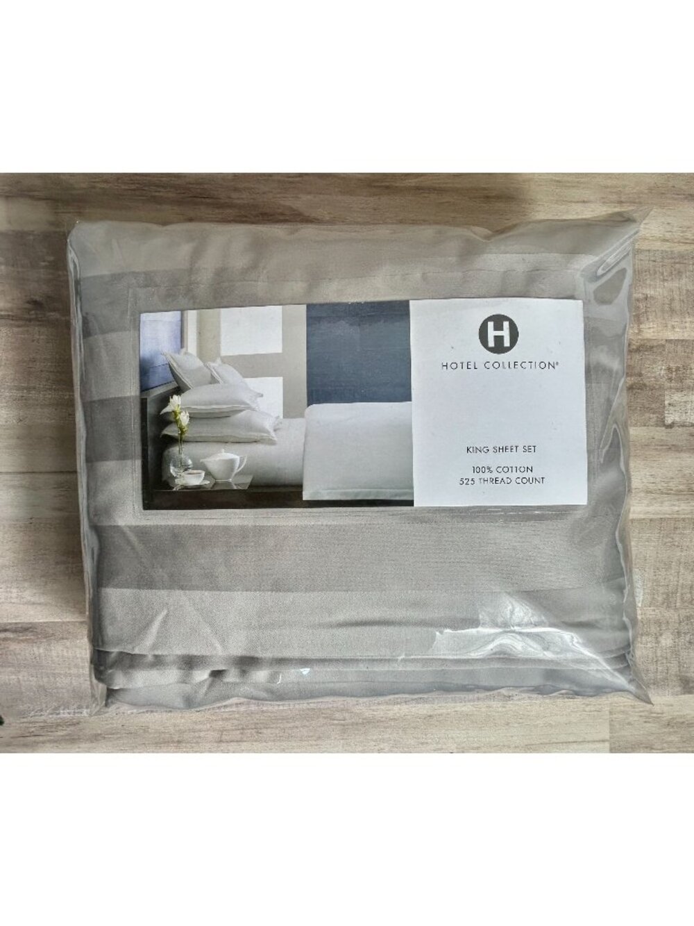 Macy's Hotel Collection 525 Thread Count 100% Cotton King Sheet Set in Gray- New